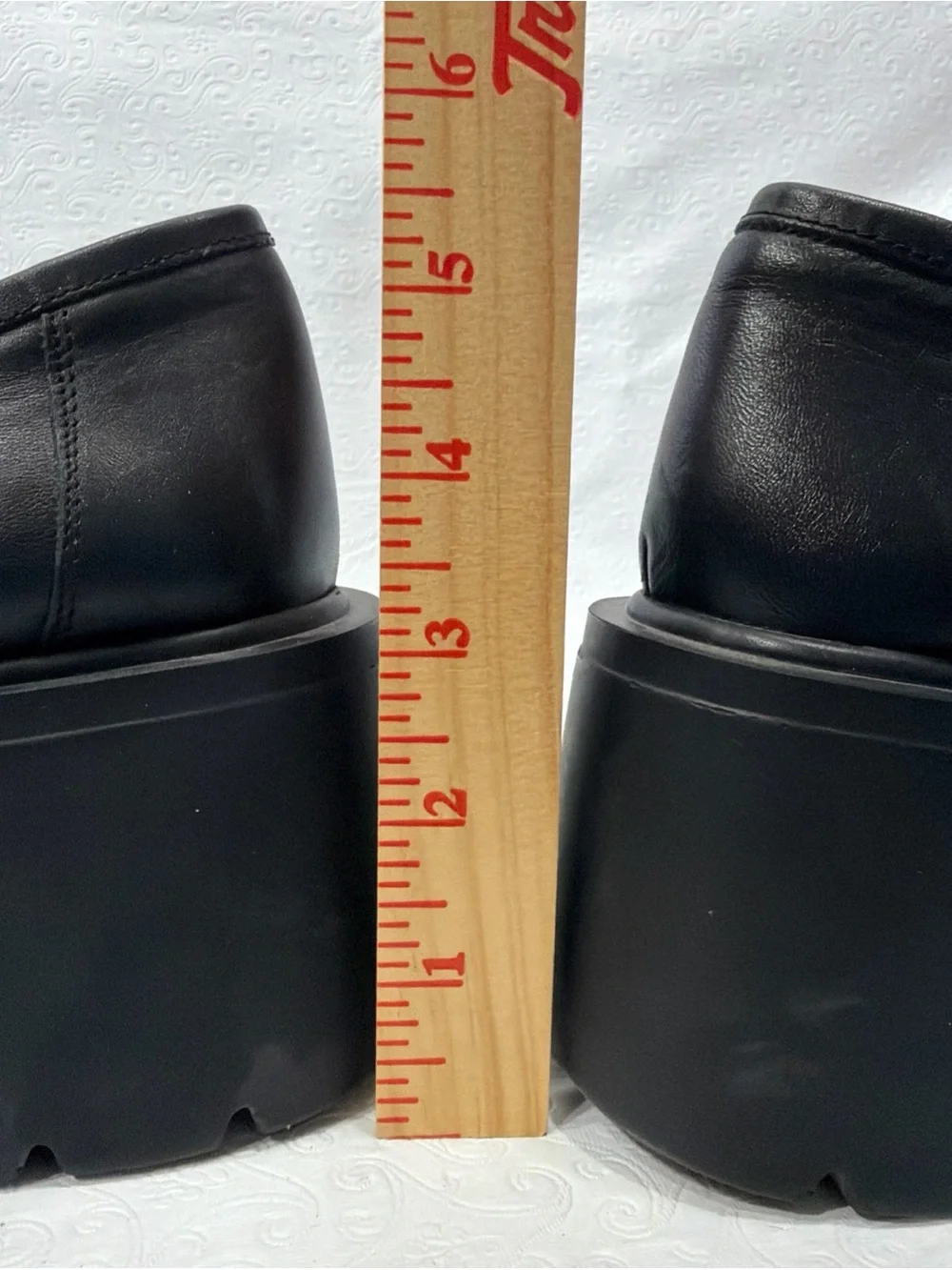 Maeve Anthropologie Platform Black Leather Slip On Penny Loafers Size 41 Chunky